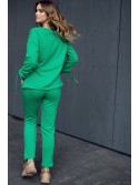 Smooth women\'s tracksuit with an asymmetric sweatshirt, green FI731 - Online store - Boutique